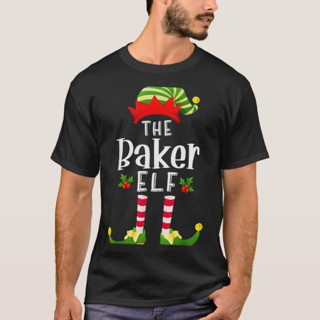 Camiseta Baker Christmas Elf Matching Pajama X-mas Party  (Frente)
