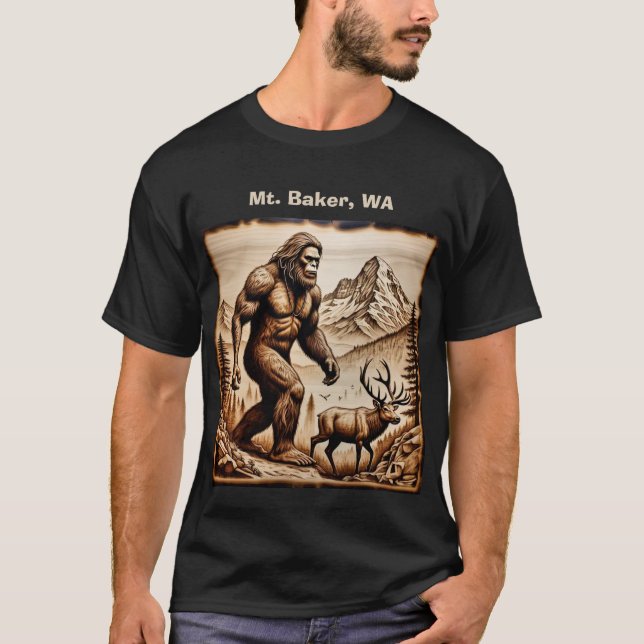 Camiseta Baker Montado de Pé Grande, WA (Frente)