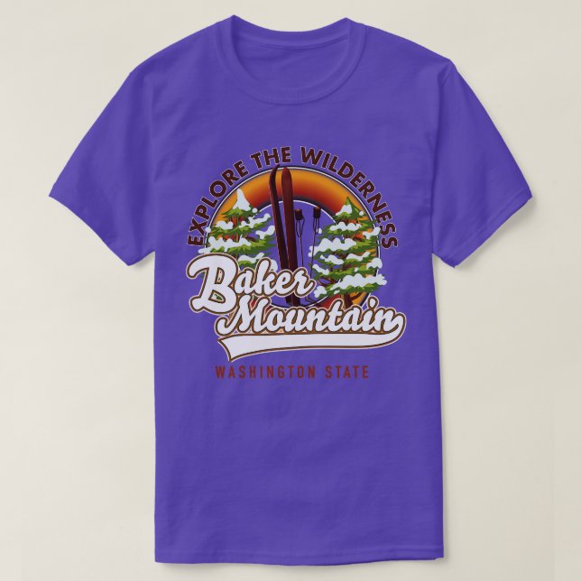 Camiseta Baker Mountain Washington ski (Frente do Design)
