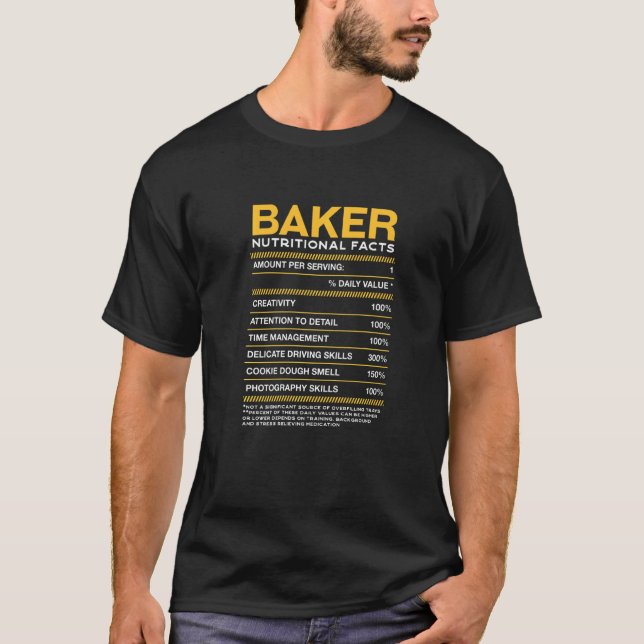 Camiseta Baker Nutrição Fatos de Baking Pastelaria Humor (Frente)