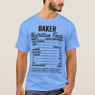 Camiseta Baker Nutrition Facts Engraçado Dons Ideias