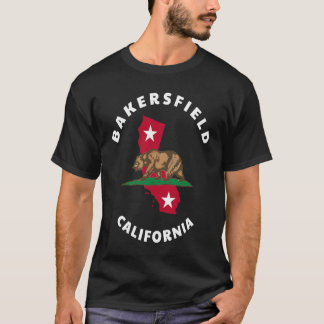 Camiseta Bakersfield California CA Flag and Bear Badge Souv