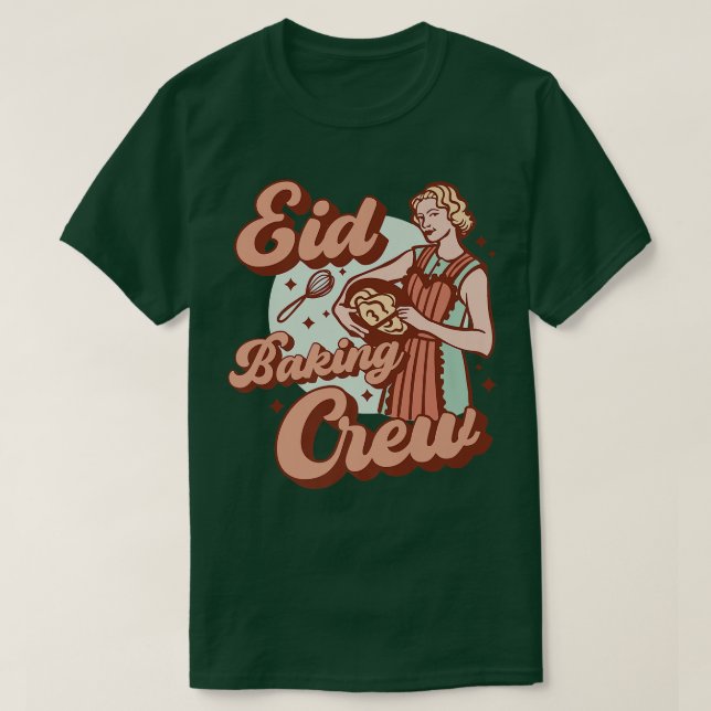 Camiseta Baking Crew Eid Mubarak para as mulheres muçulmana (Frente do Design)