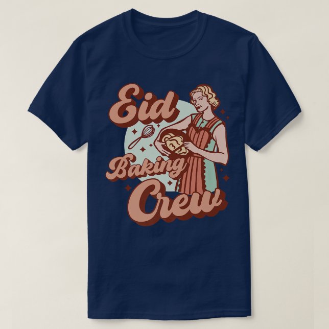 Camiseta Baking Crew Eid Mubarak para as mulheres muçulmana (Frente do Design)