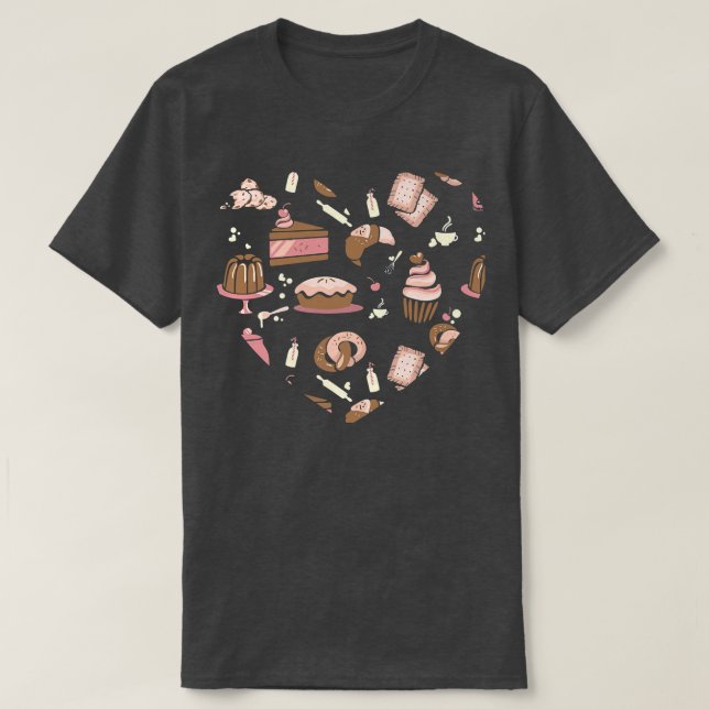 Camiseta baking cupcake cute heart muffin cooking bakery  (Frente do Design)