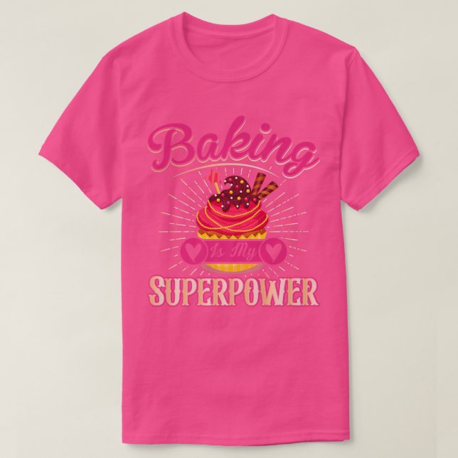 Camiseta Baking é minha super potência Cupcakes Cupcake Bak (Frente do Design)