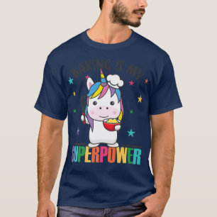 Camiseta Baking É Minha Superpotência Cute Unicorn Está Faz