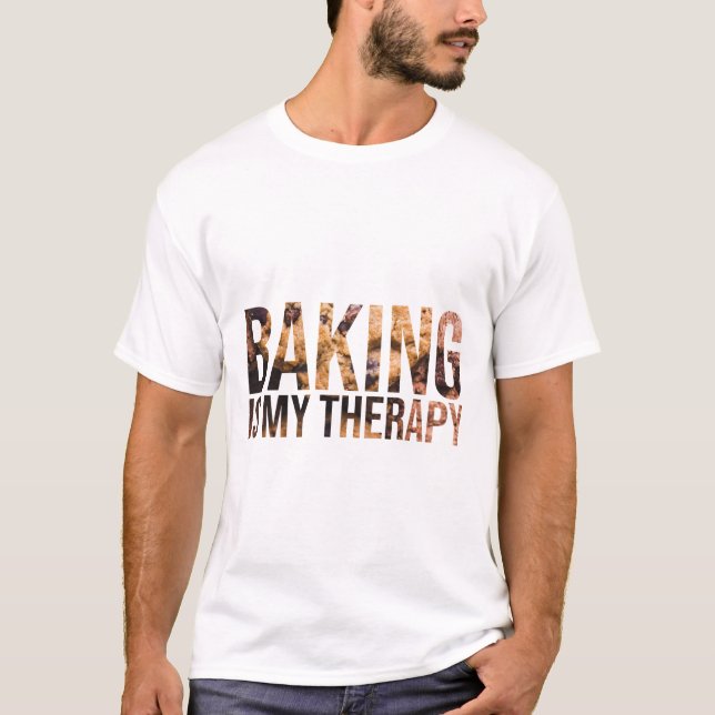 Camiseta Baking é minha terapia, biscoitos  (Frente)