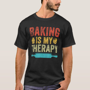 Camiseta Baking É Minha Terapia Vintage Engraçada Fazendo L