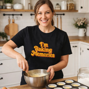 Camiseta Baking Memories cor de laranja castanho, estilo 70