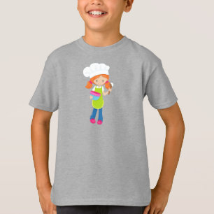 Camiseta Baking, padaria, padaria, moça branca, cabelo lara
