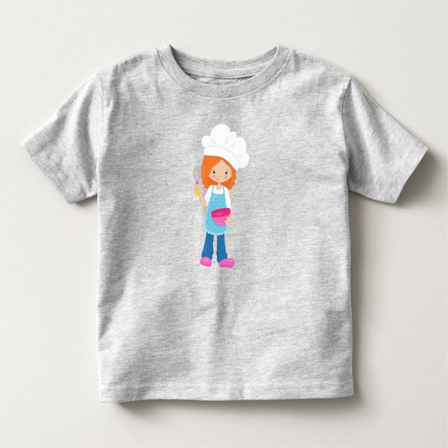 Camiseta Baking, padeiro, pastelaria, moça branca, cabelo l (Frente)