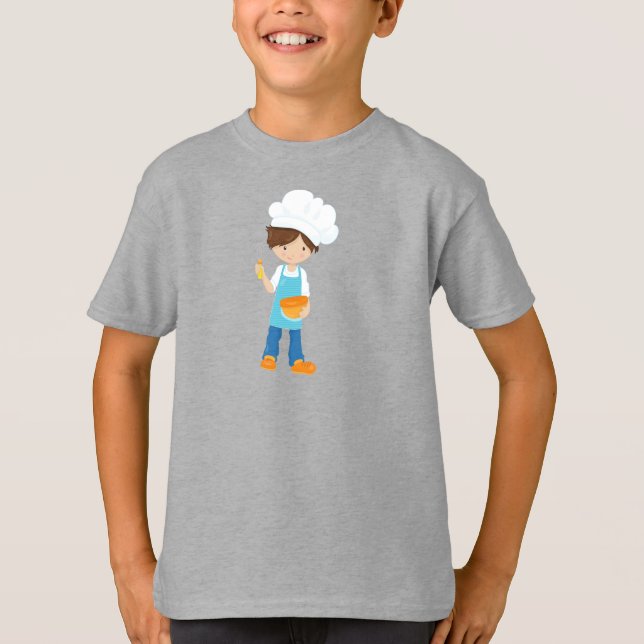Camiseta Baking, padeiro, pastelaria, moço bonito, cabelo c (Frente)