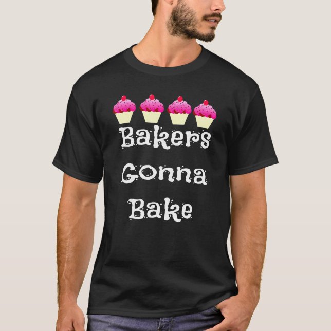 Camiseta Baking Say Baking Bakers Vai Assar Cupcak Rosa (Frente)