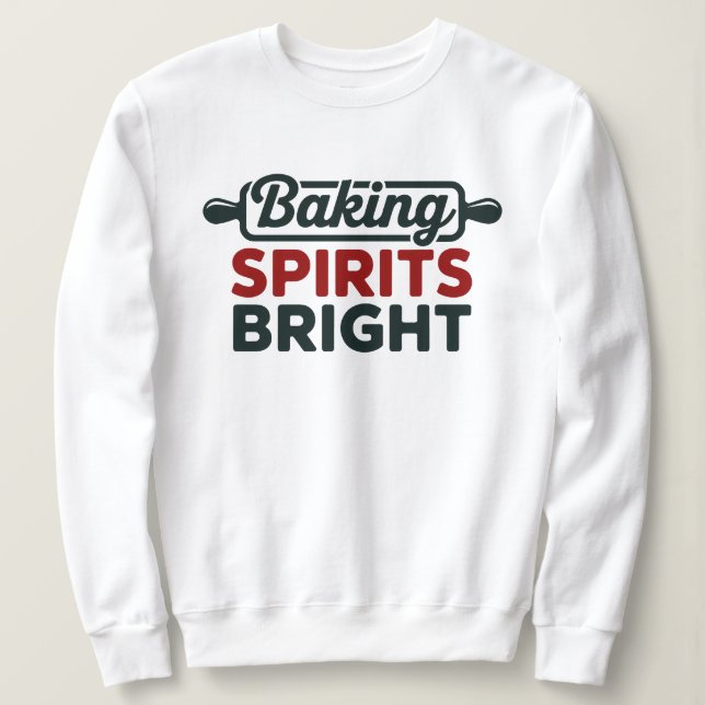 Camiseta Baking Spirits Bright Christmas White Sweatshirt (Frente do Design)