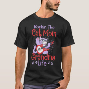 Camiseta Balançando a Vida de Mãe de Gato e Avó Feliz Dia d