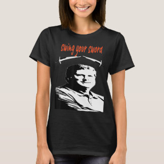 Camiseta balançando sua espada por mulheres masculinas