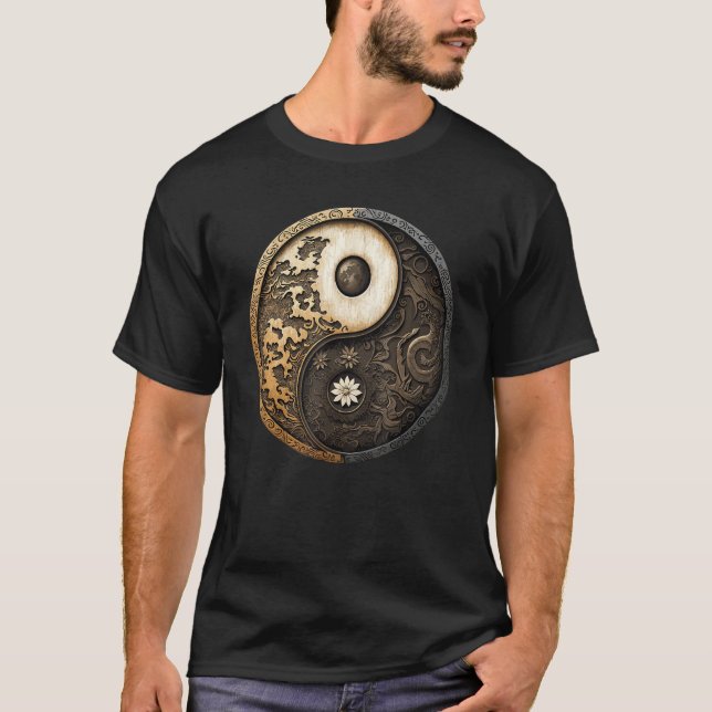 Camiseta Balance and Harmony Yin Yang Symbol Flowers Nature (Frente)
