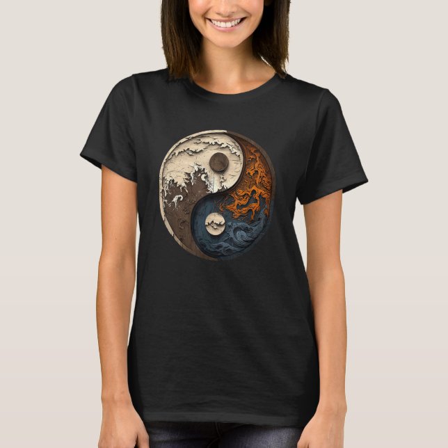 Camiseta Balance and Harmony Yin Yang Symbol Ocean Forest (Frente)