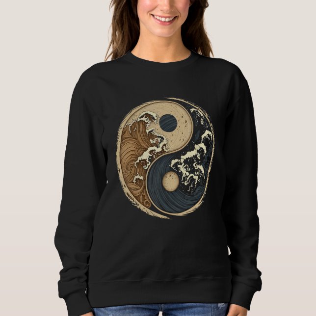 Camiseta Balance and Harmony Yin Yang Symbol with Waves 2 (Frente)