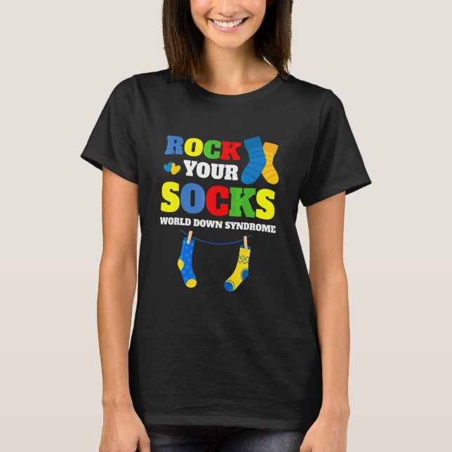 Camiseta Balance suas meias Síndrome de Down Conscientizaçã (Frente)