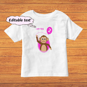 Camiseta Balão cor-de-rosa de macaco de aniversário