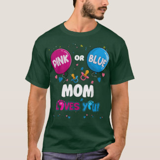 Camiseta Balão Cor-de-rosa ou Azul Mamãe te ama Revolução d