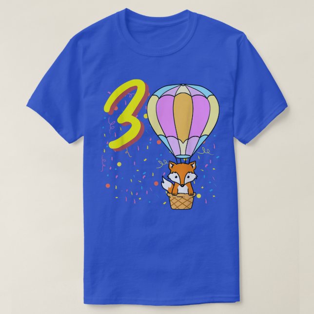 Camiseta Balão de 3 anos Fox Birday (Frente do Design)