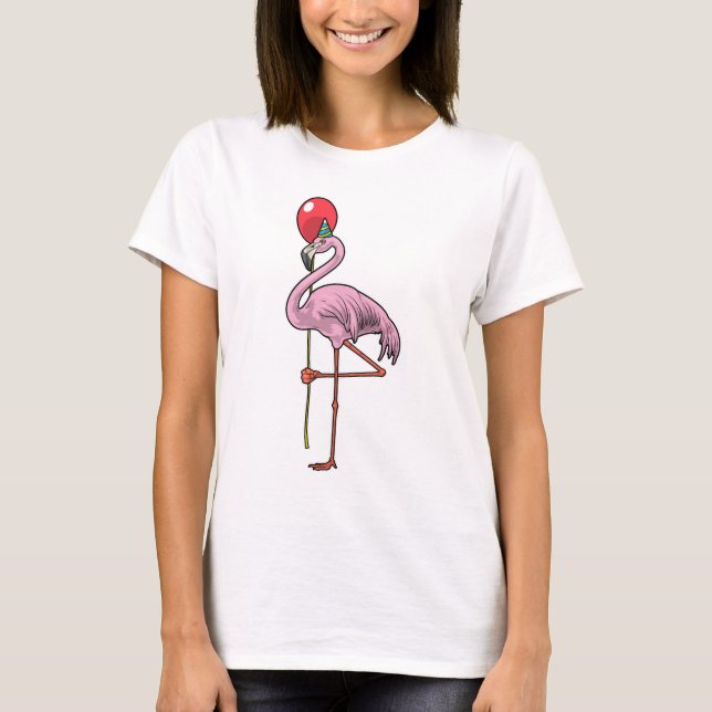 Camiseta Balão de Aniversário de Flamingo (Frente)
