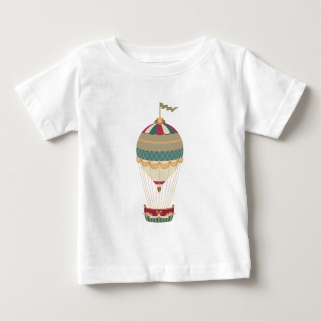 Camiseta Balão de Ar Quente Adorável Steampunk com Bandeira (Frente)