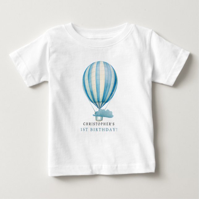 Camiseta Balão de Ar Quente Aquarela Nome Personalizado (Frente)