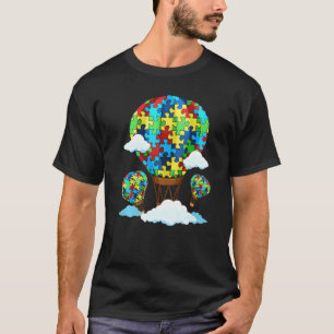 Camiseta Balão de Ar Quente Autismo Conscientização Coração