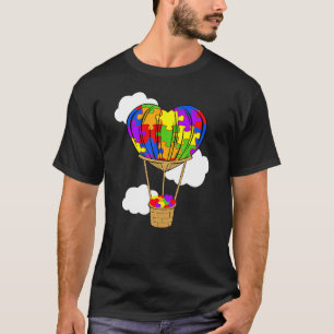 Camiseta Balão de Ar Quente Autismo Conscientização Coração