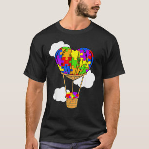 Camiseta Balão de Ar Quente Autismo Conscientização Coração