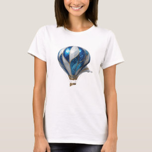 Camiseta BALÃO DE AR QUENTE AZUL E BRANCO Dourado Atraente