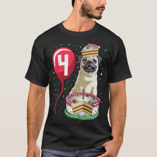 Camiseta Balão de Bolo de Aniversário Pug 4
