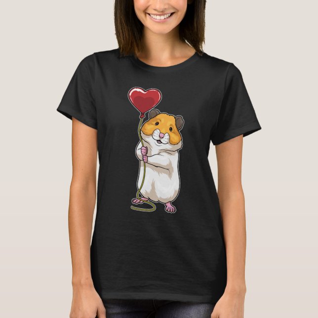 Camiseta Balão de Coração de Hamster (Frente)