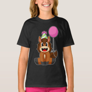 Camiseta Balão de Festa de aniversário de cavalo
