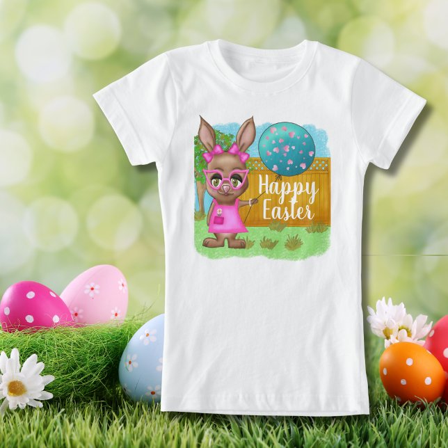 Camiseta Balão Diva Bunny Engraçado Óculos Rosa Páscoa (Criador carregado)