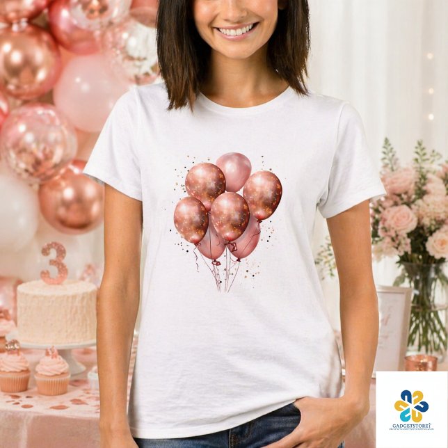 Camiseta balão dourado rosa aquarela (watercolor rose gold balloon T-Shirt)