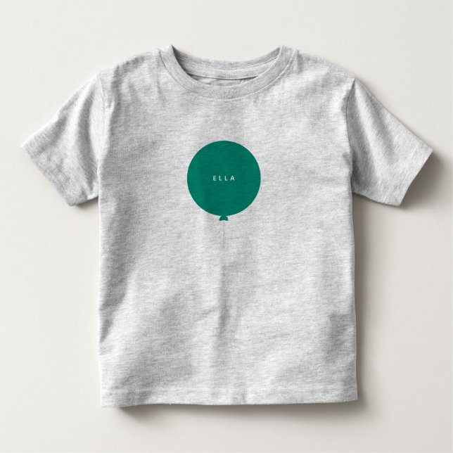 Camiseta Balão Moderno | Nome de Unísex Verde Escandinavo (Frente)