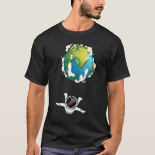 Camiseta Balão Terra do Astronauta Espacial Reflexo de Água