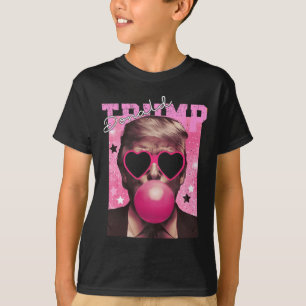Camiseta Balas de Borracha do Donald Trump Rosa óculos de s