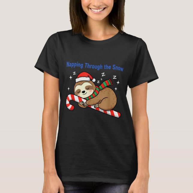 Camiseta Balbuciando Pelo Natal Sloth Candy Can (Frente)