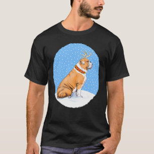 Camiseta Balcão de Natal Reindeer Vermelho e Branco
