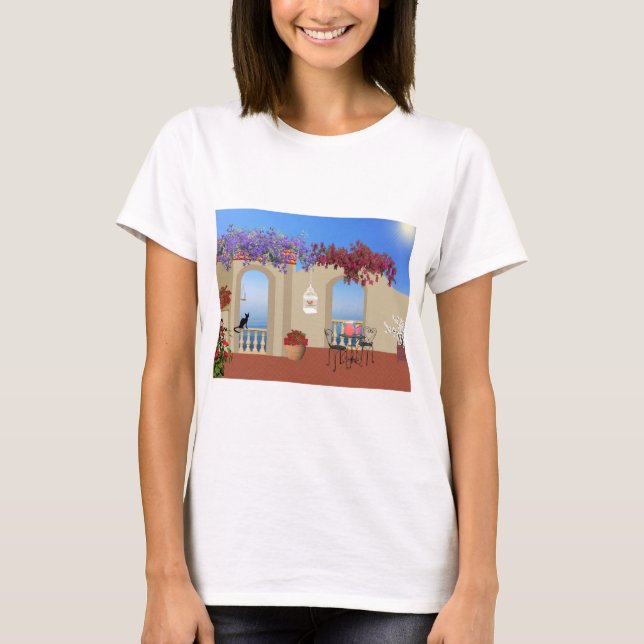 Camiseta Balconi Fora das Flores Mesa Tranquilidade Fora da (Frente)