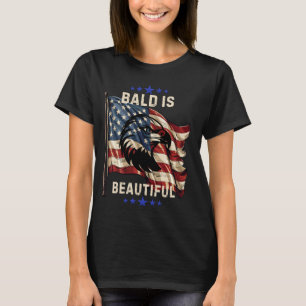 Camiseta Bald é Belo Patriótico Bandeira Americana Me Enagl