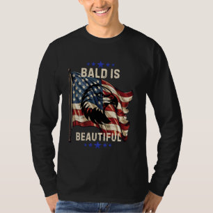 Camiseta Bald é Belo Patriótico Bandeira Americana Me Enagl