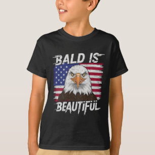 Camiseta Bald É Belo Patriótico Homens Mulheres Engraçadas