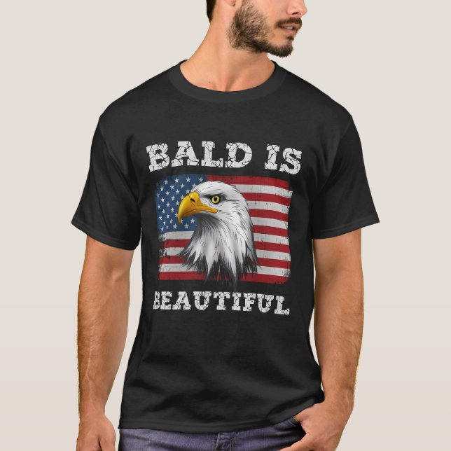 Camiseta Bald é lindo 4 de julho America Eagle (Frente)